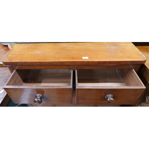 83 - A Victorian beech two over three chest of drawers with turned handles on plinth base, 106cm high x 9... 