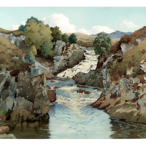 901 - ALEXANDER P. THOMSON (SCOTTISH 1887-1962) Falls on the river Bran, watercolour, signed lower left, 4... 