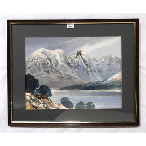 906 - EDWIN GREIG HALL Three Skye mountainous winter landscapes, signed, watercolour, 36 x 49cm (3)... 