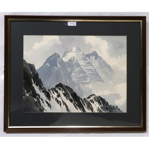 906 - EDWIN GREIG HALL Three Skye mountainous winter landscapes, signed, watercolour, 36 x 49cm (3)... 