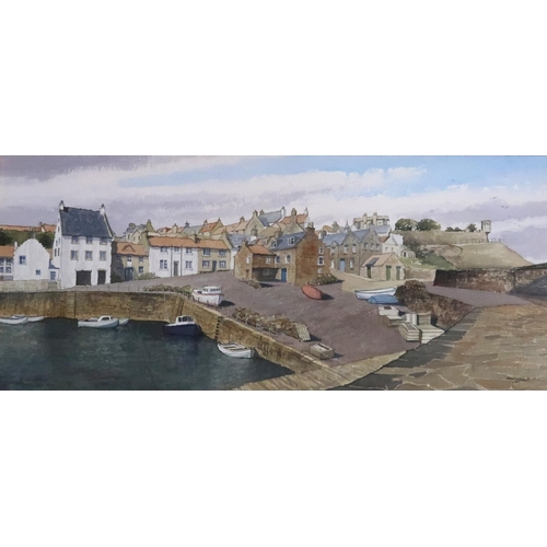 912 - FRANK COLCLOUGH Crail, signed, watercolour, 32 x 74cm