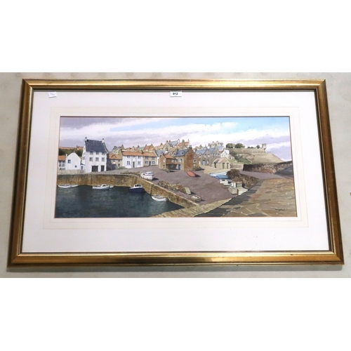 912 - FRANK COLCLOUGH Crail, signed, watercolour, 32 x 74cm