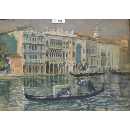 915 - J. WOOD Venice, signed, watercolour,dated, 1927  40 x 55cm and another (2)