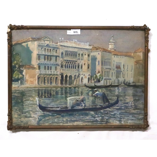 915 - J. WOOD Venice, signed, watercolour,dated, 1927  40 x 55cm and another (2)