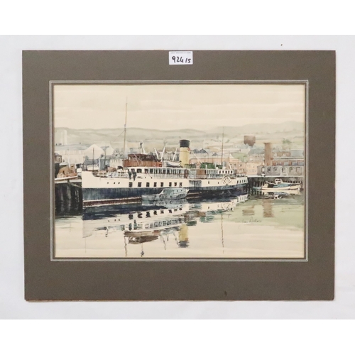 924 - JAMES WALLACE (BRITISH b.1925-) Talisman at Greenock, watercolour, signed lower right, 34 x 50cm, to... 