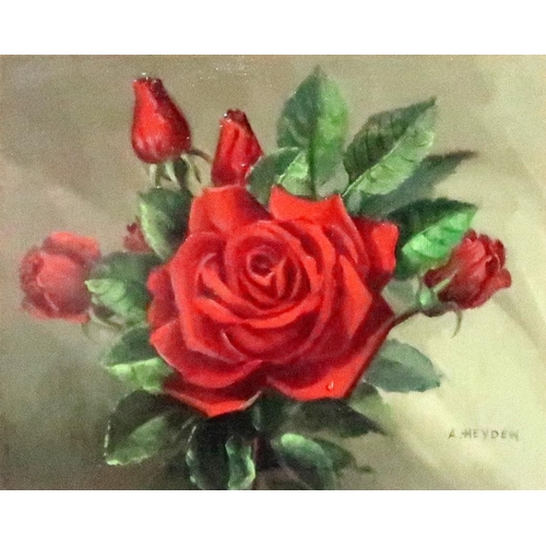 926 - ARTHUR HEYDEN, Red Roses, oil on canvas and a various lot comprising watercolours, and prints (7)... 