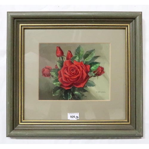 926 - ARTHUR HEYDEN, Red Roses, oil on canvas and a various lot comprising watercolours, and prints (7)... 