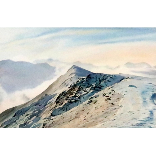 934 - J. CAMPBELL Winter mountainous landscape, signed, watercolour,35 x 53cm