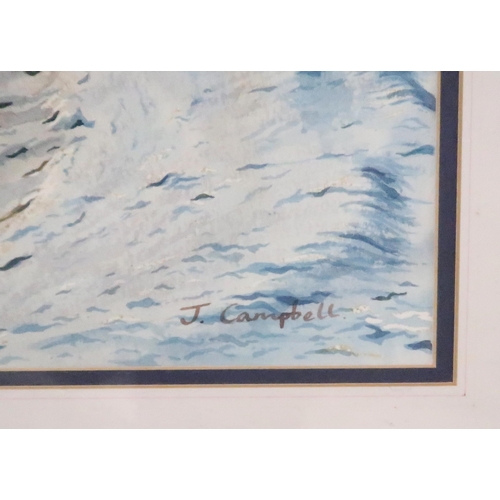 934 - J. CAMPBELL Winter mountainous landscape, signed, watercolour,35 x 53cm