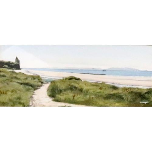 935 - *WITHDRAWN* FRANK COLCLOUGH Dunure Castle, signed, watercolour, 20 x 49cm, another and DON MICKLETHW... 