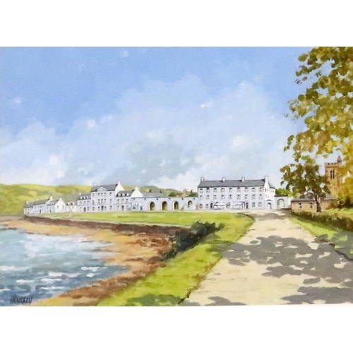 936 - IRVINE RUSSELL Inveraray, signed, acrylic, 18 x 26cm and two watercolours (3)