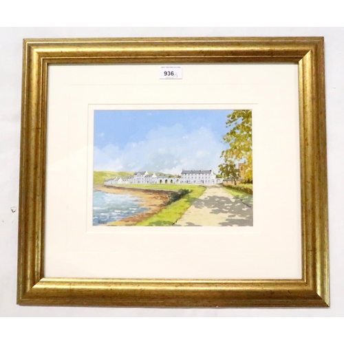 936 - IRVINE RUSSELL Inveraray, signed, acrylic, 18 x 26cm and two watercolours (3)