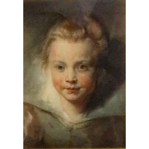 940 - AFTER PIETER PAUL RUBENS Childs head, print in gilt gesso frame