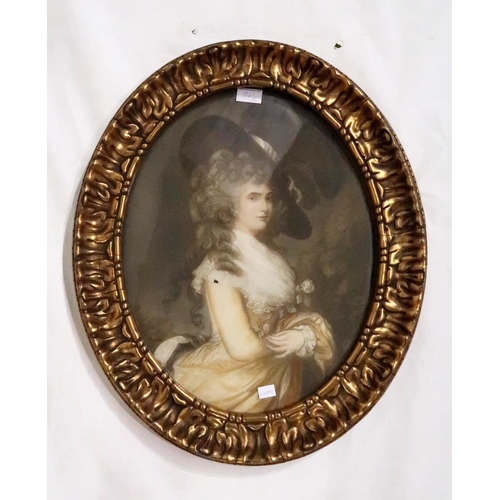 941 - AFTER GAINSBOROUGH Two portraits,prints in gilt gesso frames (2)