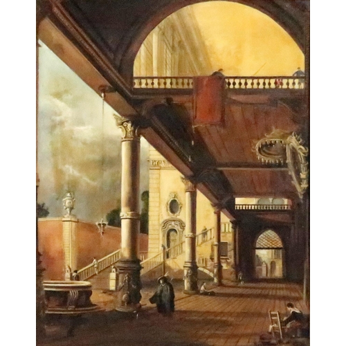 944 - NOEL HAMILTON After Canelletto Venetian Palace, oil on linen over board, 75 x 60cm... 