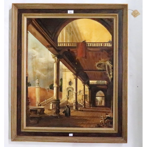 944 - NOEL HAMILTON After Canelletto Venetian Palace, oil on linen over board, 75 x 60cm... 