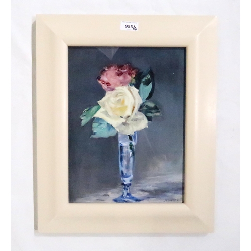 955 - AFTER ÉDOUARD MANET (FRENCH 1832-1883)ROSES IN A CHAMPAGNE GLASSPrint multiple, 35 x 26cmTogether wi... 