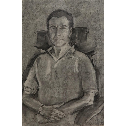 960 - CONTEMPORARY SCHOOL PORTRAIT OF A MANOil on canvas, 73 x 59cmTogether with a study in black and... 