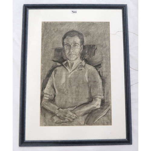 960 - CONTEMPORARY SCHOOL PORTRAIT OF A MANOil on canvas, 73 x 59cmTogether with a study in black and... 