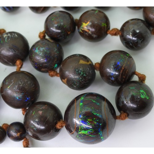 2836 - A STRING OF MATRIX OPAL BEADSthese opal beads are in their ironstone matrix, and are in sparkling ba... 