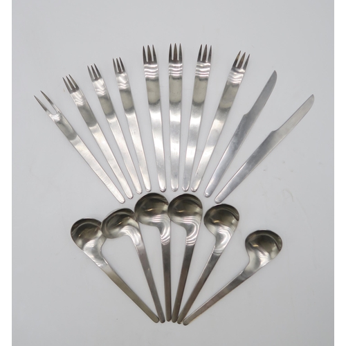 2460 - ARNE JACOBSEN FOR ANTON MICHELSEN;a part-suite of model 660 stainless steel cutlery, comprising two ... 