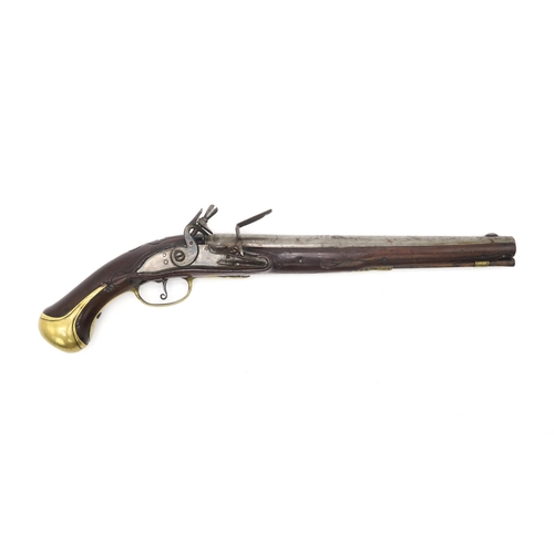 2625 - A FLINTLOCK DRAGOON PISTOL, APPARENTLY BY FARMER Mid to late-18th century, the maker's name near to ... 