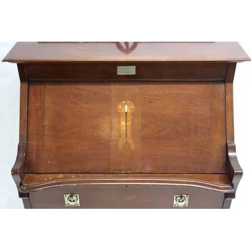 2001 - AN ERNEST ARCHIBALD TAYLOR FOR WYLIE LOCHHEAD GLASGOW STYLE WRITING DESK with sloped front inlaid wi... 