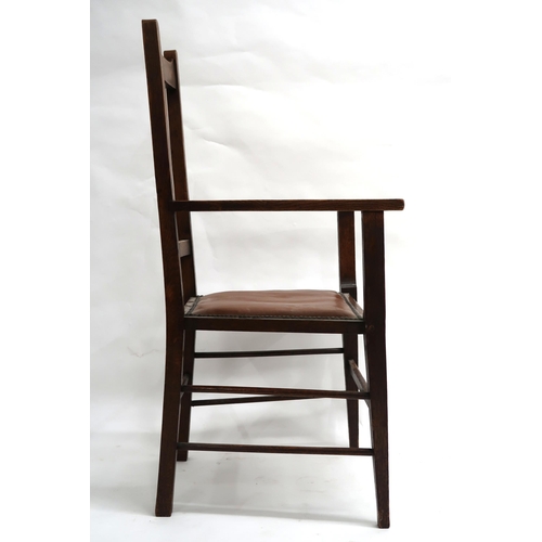 2002 - A SET OF EIGHT LATE VICTORIAN OAK ARTS & CRAFTS DINING CHAIRS comprising two carvers with pierce... 