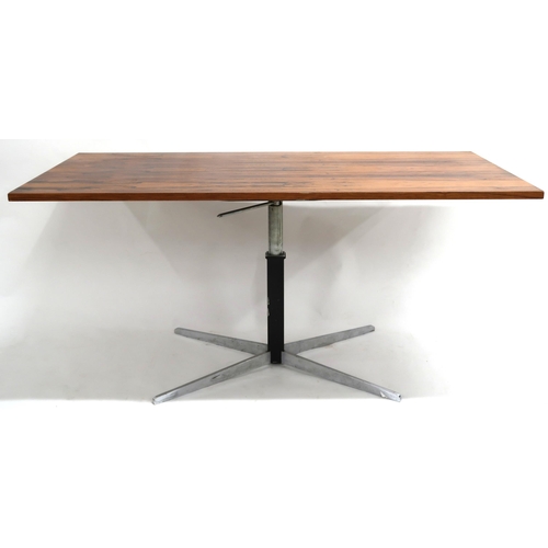 2100 - *WITHDRAWN* A MID 20TH CENTURY ROSEWOOD WILHELM RENZ ADJUSTABLE DESK/COFFEE TABLE with chromed quadr... 