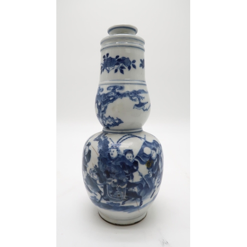 2366 - A CHINESE EXPORT BLUE AND WHITE OCTAGONAL PLATEdecorated with a landscape scene, the rim with a diap... 