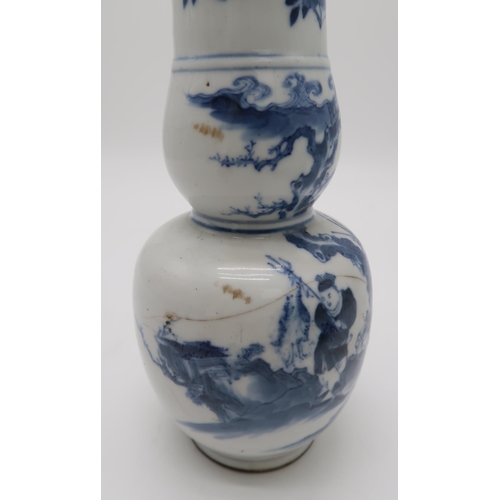 2366 - A CHINESE EXPORT BLUE AND WHITE OCTAGONAL PLATEdecorated with a landscape scene, the rim with a diap... 