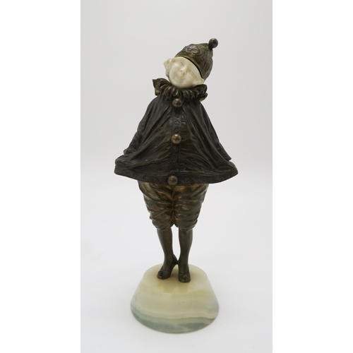 2157 - DEMÉTRE H. CHIPARUS (1886-1947)A gilt bronze and ivory figure, Little Clown, circa 1920, upon veined... 