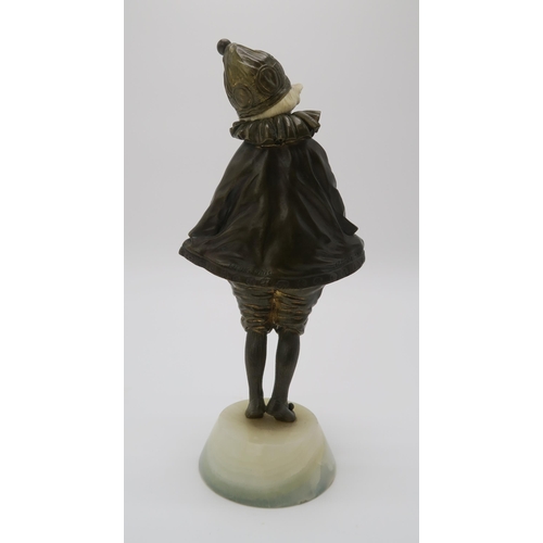 2157 - DEMÉTRE H. CHIPARUS (1886-1947)A gilt bronze and ivory figure, Little Clown, circa 1920, upon veined... 