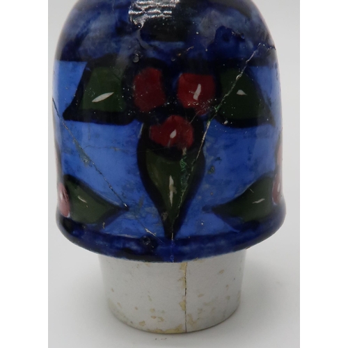 2198 - MARY A RAMSAY FOR STRATHYRE POTTERY GINGER JAR AND COVERthe dark blue ground with painted flower dec... 