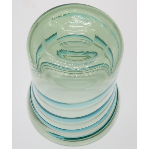 2200 - BARNABY POWELL (1891-1939) FOR WHITEFRIARSA pale blue and green swirl vase, of flaring form, 21cm hi... 