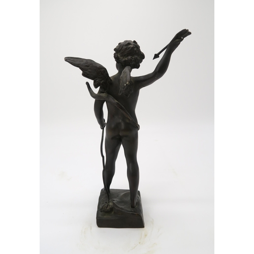 2208 - AFTER JULES JACQUES LABATUT (1851-1935)Cupid,bronze, modelled standing with a bow in hand and an arr... 