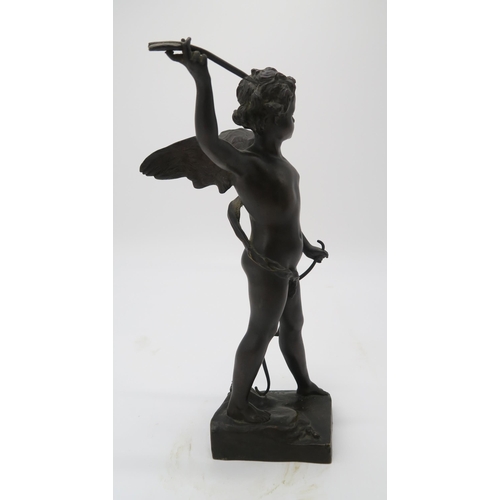 2208 - AFTER JULES JACQUES LABATUT (1851-1935)Cupid,bronze, modelled standing with a bow in hand and an arr... 