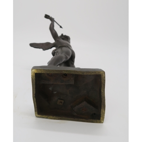 2208 - AFTER JULES JACQUES LABATUT (1851-1935)Cupid,bronze, modelled standing with a bow in hand and an arr... 