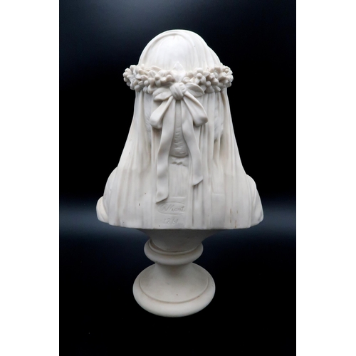 2213 - A 19TH CENTURY COPELAND PARIAN BUST OF THE BRIDEmodelled by Raffaele Monti, stamped Copeland and inc... 