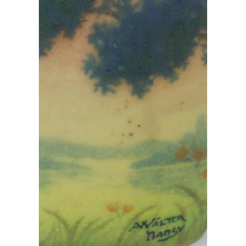 2215 - ALMERIC WALTER (1870-1959) a ceramic vase, painted with a lake scene, signed A. Walter, Nancy t... 