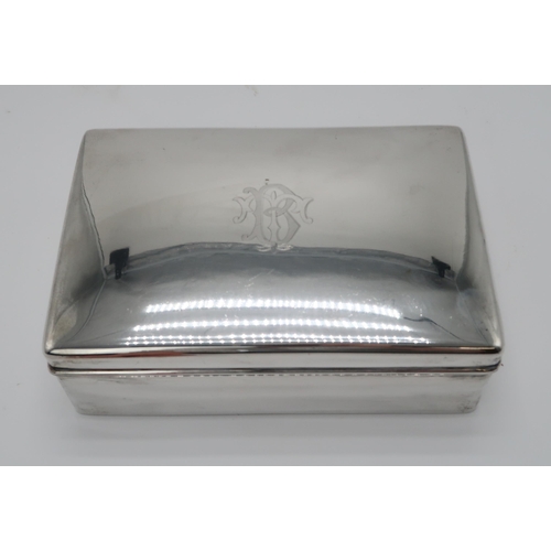 2462 - A CHINESE EXPORT SILVER CIGAR BOXby Wang Hing, of rectangular form, the lid monogrammed 'TB', with a... 