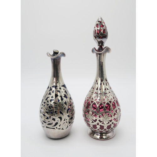 2466 - AN EDWARDIAN SILVER MOUNTED PORCELAIN CRUET SETthe porcelain by Copelands Spode, in an Imari palette... 