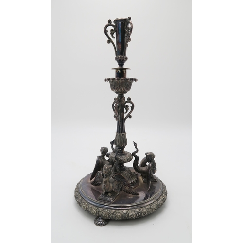 2467 - A VICTORIAN SILVER-PLATED EPERGNEby Thomas Bradbury & Sons, diamond registration mark to base, t... 