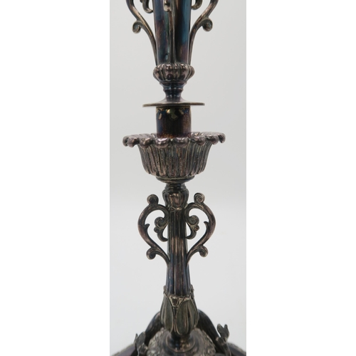 2467 - A VICTORIAN SILVER-PLATED EPERGNEby Thomas Bradbury & Sons, diamond registration mark to base, t... 