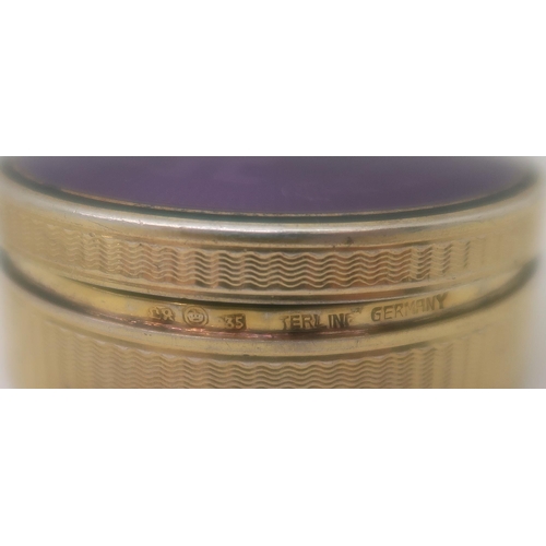 2479 - LOUIS KUPPENHEIM;A German Art Deco silver gilt and violet guilloche enamel box, the lid decorated wi... 