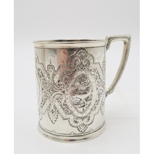 2486 - THREE VICTORIAN SILVER CHRISTENING MUGSone by John Alexander Fettes, Glasgow 1898, the body half flu... 