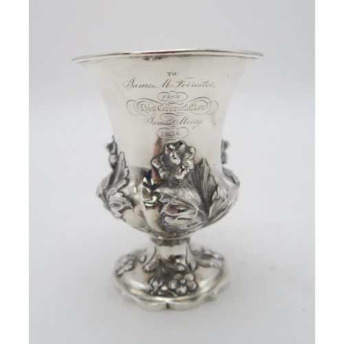 2492 - A WILLIAM IV SILVER CHRISTENING MUGby Joseph Angell I & John Angell I, London 1834, of footed fl... 