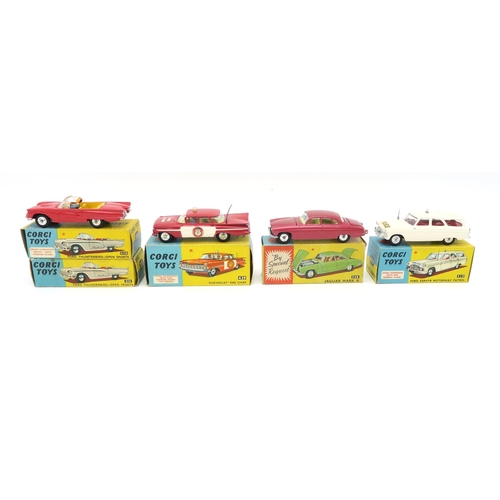 2557 - A COLLECTION OF BOXED CORGI TOYS MODEL VEHICLESComprising 430 Bermuda Taxi, 443 Plymouth U.S. M... 