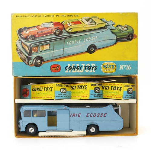 2558 - A BOXED CORGI TOYS MAJOR No. 16 GIFT SET - ECURIE ECOSSE RACING CAR TRANSPORTER AND THREE RACING CAR... 