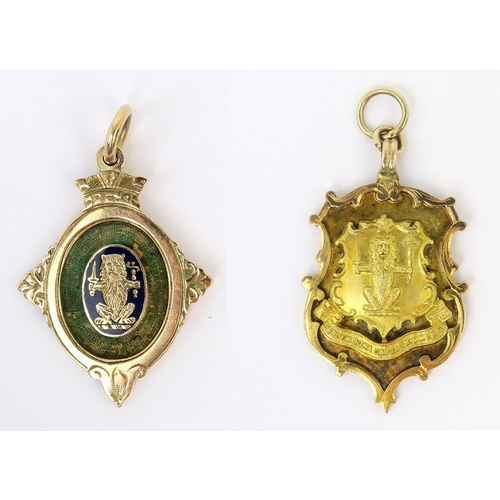 2561 - JAMES H. McMINN OF (GREENOCK) MORTON F.C. - TWO 9ct GOLD JUNIOR FOOTBALL ASSOCIATION MEDALSOne by Na... 